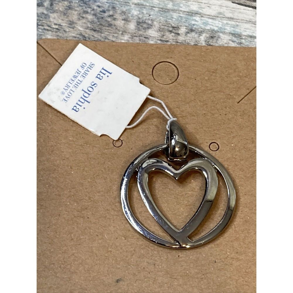 Lia Sophia Pendant Silver Tone ‎ NWT Heart  Cutout